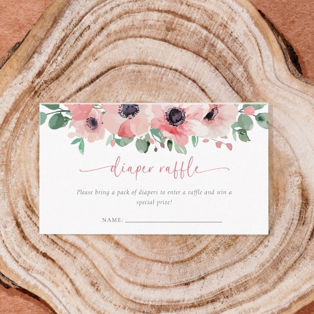 Tarjeta De Recepción Blooming in Love Diaper Raffle Pink Baby Shower (Subido por el creador)