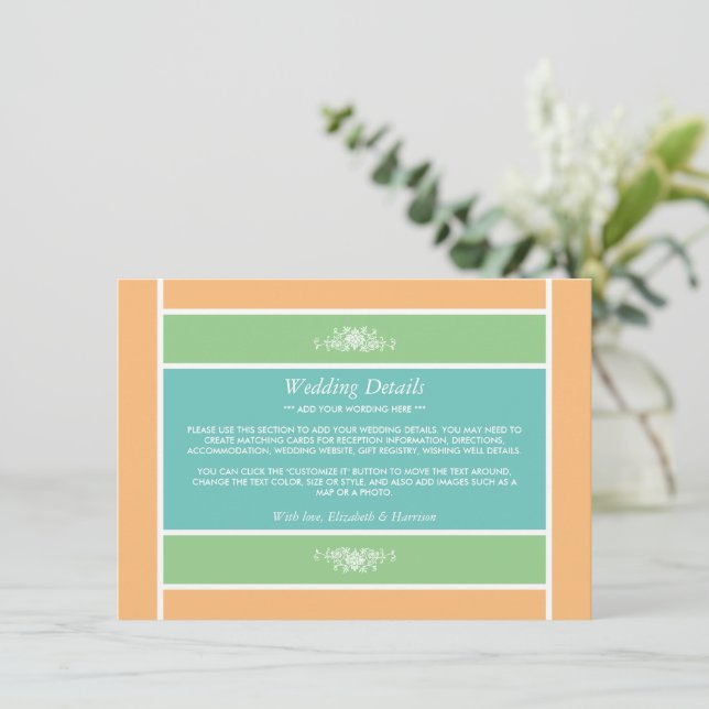 Tarjeta De Recepción Bloque Pastel - Colores tropicales - Detalle Boda (Anverso de pie)