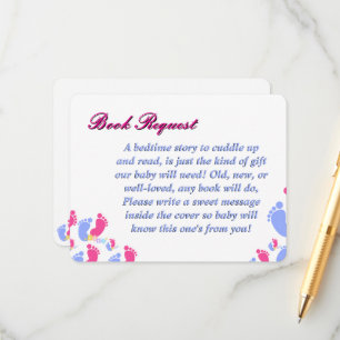 Tarjeta De Recepción Bloques de huellas de bebé pastel rosa y azul