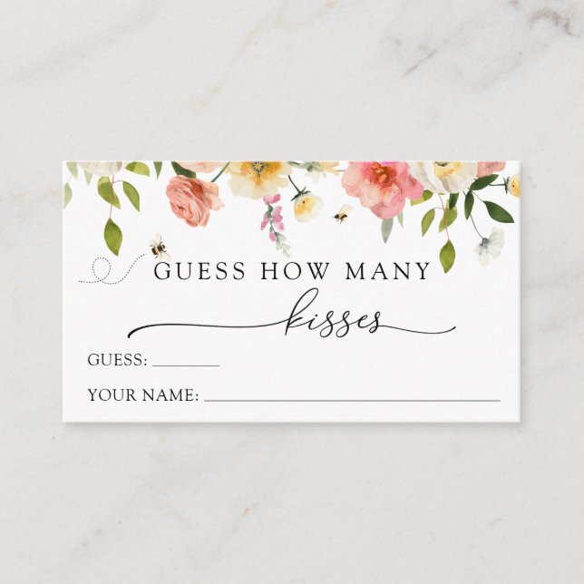 Tarjeta De Recepción Blossoms and Bees Guess How Many Kisses  (Anverso)