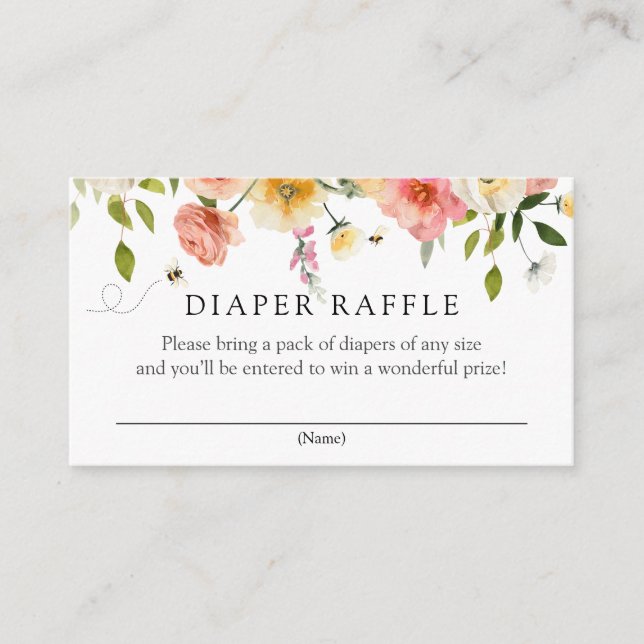 Tarjeta De Recepción Blossoms and Honey Diaper Raffle insert card (Anverso)