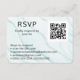Tarjeta De Recepción Blue Agate Wedding RSVP Online QR Code Photo