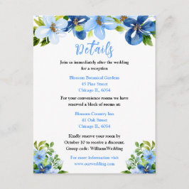 Tarjeta De Recepción Blue and Navy Flowers with Foliage 