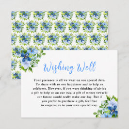 Tarjeta De Recepción Blue and Navy Flowers with Foliage 