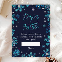 Blue and Silver Snowflakes Winter Diaper Raffle