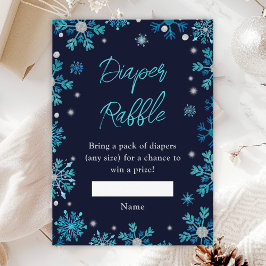 Tarjeta De Recepción Blue and Silver Snowflakes Winter Diaper Raffle
