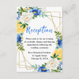 Tarjeta De Recepción Blue and Yellow Flowers Wedding Reception