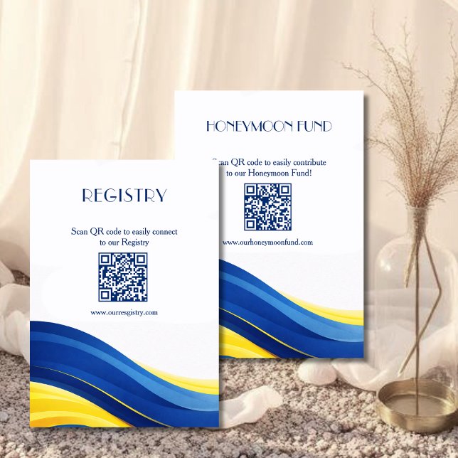 Tarjeta De Recepción Blue and Yellow Registry & Honeymoon Fund (Blue and Yellow Registry & Honeymoon Fund Enclosure Card )