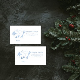 Tarjeta De Recepción Blue Après Bébé Ski Diaper Raffle Baby Shower