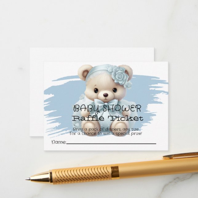 Tarjeta De Recepción Blue Baby Blue Shower Raffle Ticket (Anverso/Reverso In Situ)