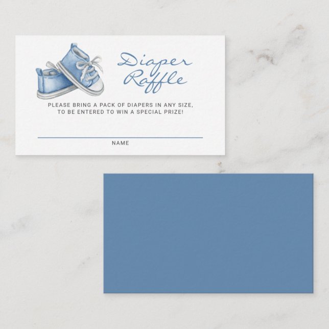 Tarjeta De Recepción Blue Baby Booties Baby Shower Diaper Raffle (Anverso / Reverso)