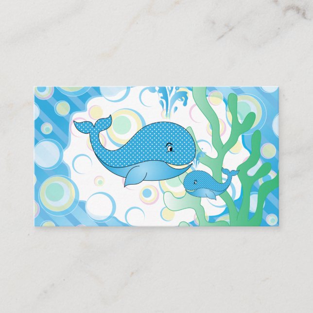 Tarjeta De Recepción Blue Baby Boy Whale Baby Shower Diaper Raffle (Anverso)