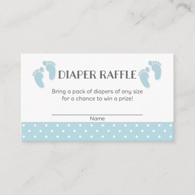 Tarjeta De Recepción Blue Baby Fets Baby Shower Diaper Raffle Tickets (Anverso)