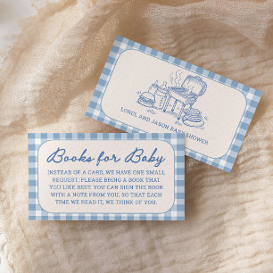 Tarjeta De Recepción Blue Baby Q BBQ Baby Shower Libros Para Bebé
