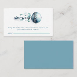 Tarjeta De Recepción Blue Baby Rattle Boy Diaper Raffle Ticket Card