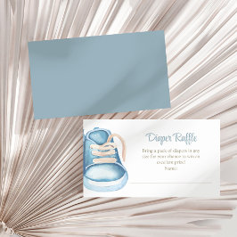 Tarjeta De Recepción Blue Baby Shoes Diaper Raffle Enclosure Card