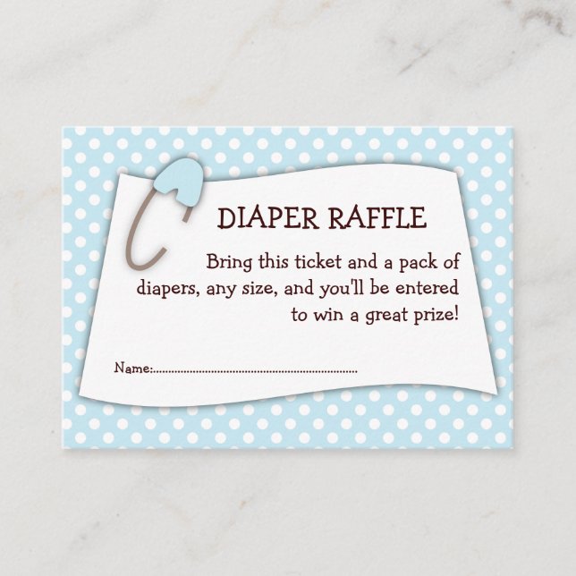 Tarjeta De Recepción Blue Baby Shower Diaper Raffle Ticket Insert (Anverso)