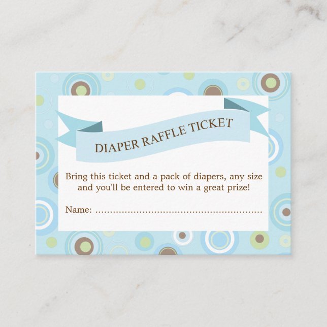 Tarjeta De Recepción Blue Baby Shower Diaper Raffle Ticket Insert (Anverso)