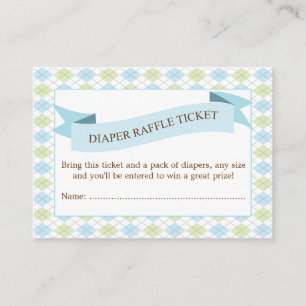 Tarjeta De Recepción Blue Baby Shower Diaper Raffle Ticket Insert