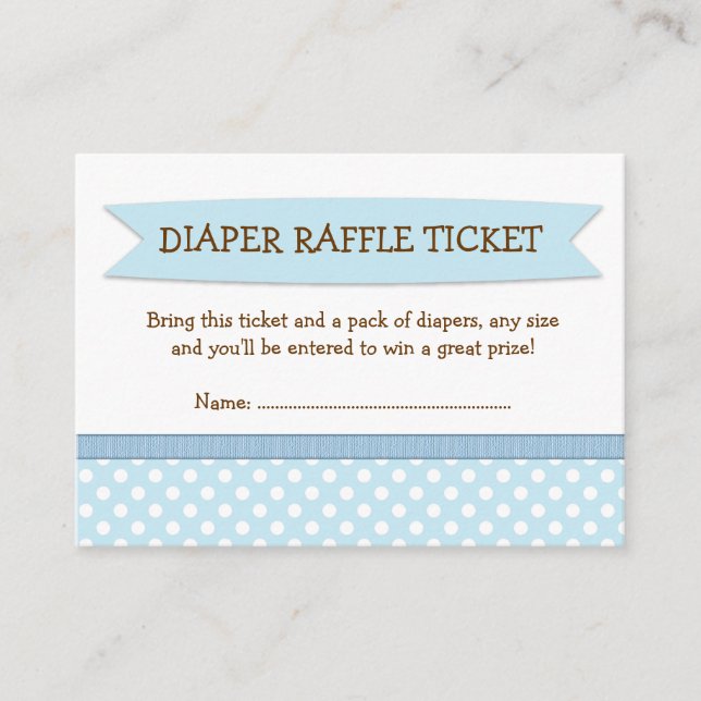 Tarjeta De Recepción Blue Baby Shower Diaper Raffle Ticket Insert (Anverso)