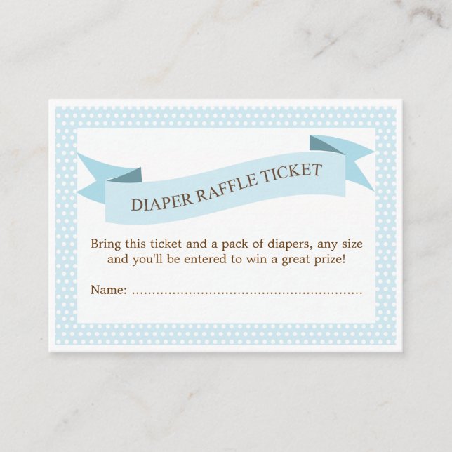 Tarjeta De Recepción Blue Baby Shower Diaper Raffle Ticket Insert (Anverso)