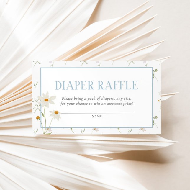 Tarjeta De Recepción Blue Baby Shower Spring Floral Bow Diaper Raffle (Subido por el creador)