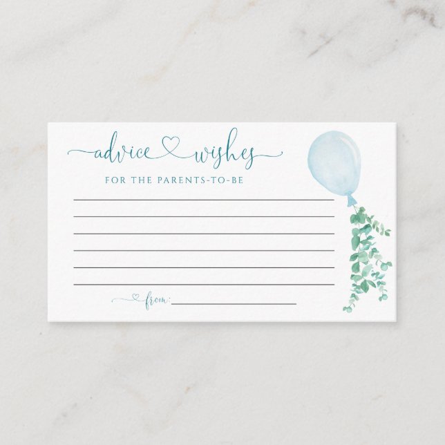 Tarjeta De Recepción Blue Balloon Advance Wire For Baby Card (Anverso)