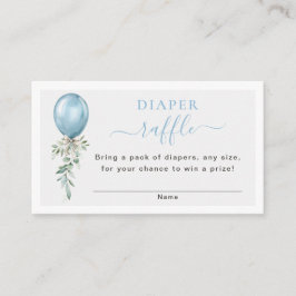 Tarjeta De Recepción Blue Balloon Greenery Baby Shower Diaper Raffle