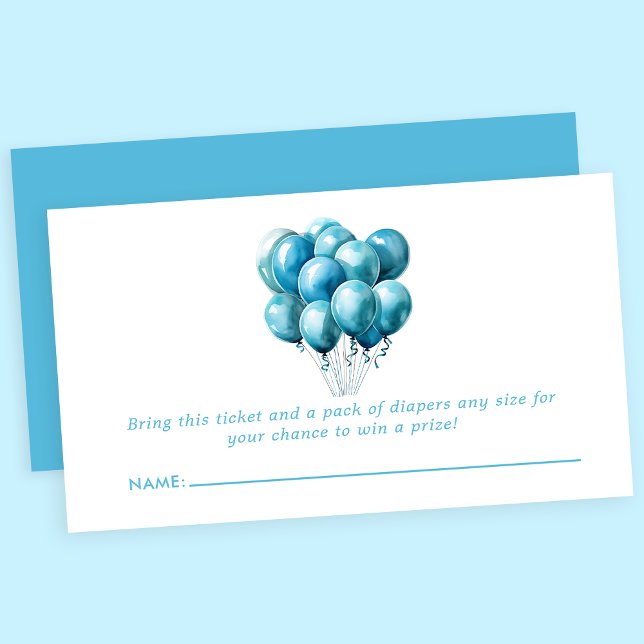 Tarjeta De Recepción Blue Balloons acuarela Baby Shower Diaper Raffle (Subido por el creador)