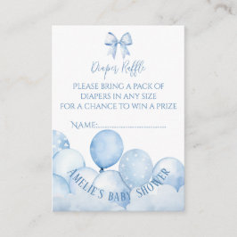Tarjeta De Recepción Blue Balloons Baby Shower Diaper Raffle