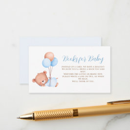 Tarjeta De Recepción Blue Balloons Teddy Bear Baby Shower
