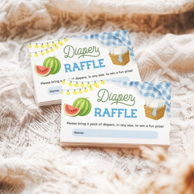 Tarjeta De Recepción Blue BBQ Baby Shower Diaper Raffle (Blue BBQ Baby Shower Diaper Raffle Enclosure Card)