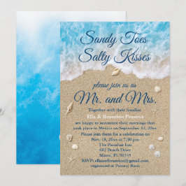 Tarjeta de recepción Blue Beach Waves Post Wedding