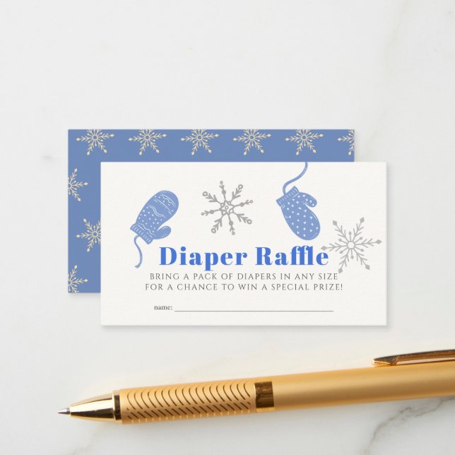Tarjeta De Recepción Blue Beanie Boy Baby Shower Diaper Raffle Ticket (Anverso/Reverso In Situ)
