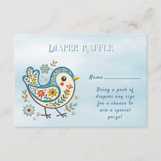 Tarjeta De Recepción Blue Bird Floral Baby Shower (Anverso)