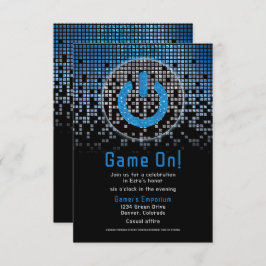 Tarjeta De Recepción Blue Black Video Game Gamer Bar Mitzvah