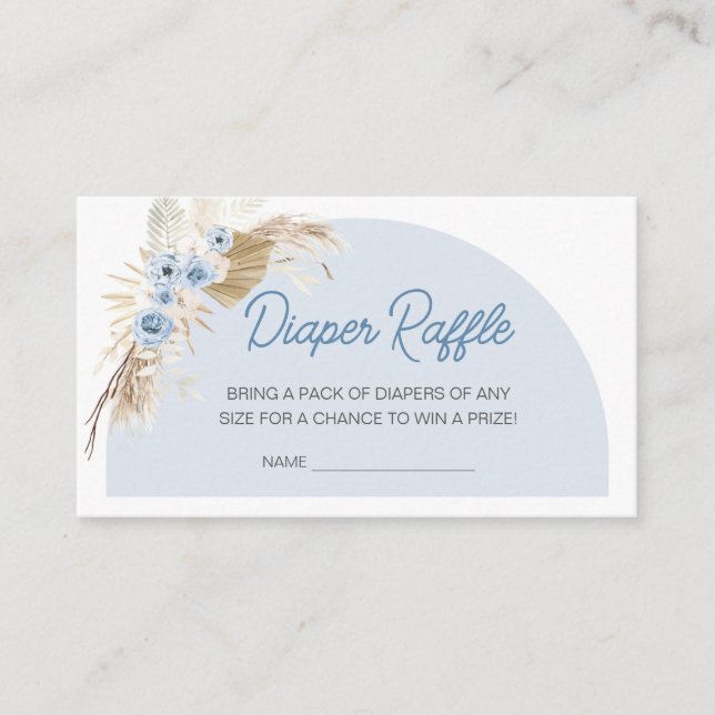Tarjeta De Recepción Blue Boho Bearly Wait Baby Shower Diaper Raffle (Anverso)