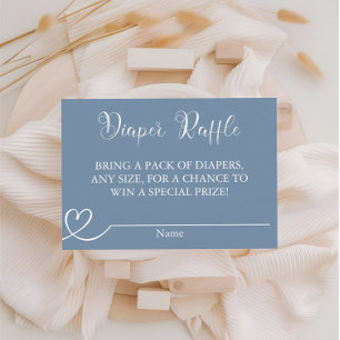 Tarjeta De Recepción Blue Boho Elegant Modern Diaper Raffle Baby Shower