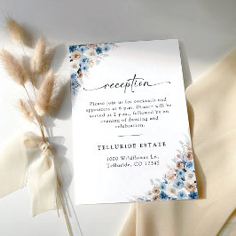Tarjeta de recepción Blue Boho Wedding