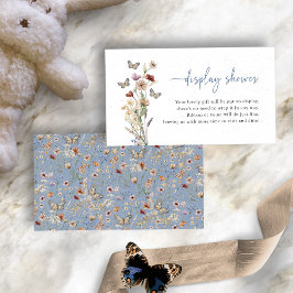 Tarjeta De Recepción Blue Boho Wildflower Display Shower