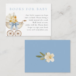 Tarjeta De Recepción Blue Books for Baby Card Vintage Pram Baby Shower