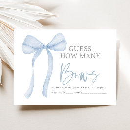 Tarjeta De Recepción Blue Bow Adivina cuántas partidas de Baby Shower