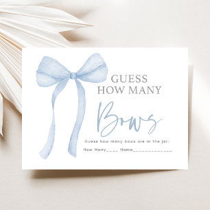 Tarjeta De Recepción Blue Bow Adivina cuántas partidas de Baby Shower