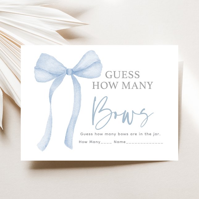 Tarjeta De Recepción Blue Bow Adivina cuántas partidas de Baby Shower (Subido por el creador)