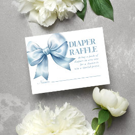 Tarjeta De Recepción Blue Bow Baby Boy Elegant Diaper Raffle