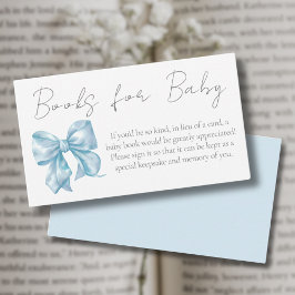 Tarjeta De Recepción Blue Bow Baby Shower Books Para El Bebé