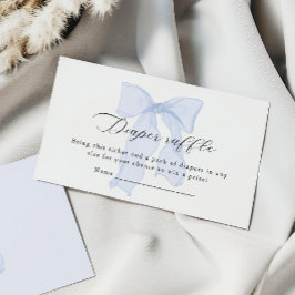 Tarjeta De Recepción Blue Bow Baby Shower Diaper Raffle
