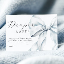 Blue Bow Baby Shower Diaper Raffle
