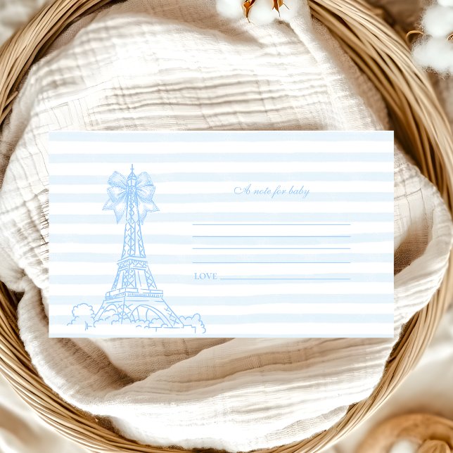 Tarjeta De Recepción Blue Bow Bonjour Bebe Baby Shower Note para bebé (Subido por el creador)
