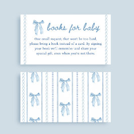 Tarjeta De Recepción Blue Bow Boy Baby Shower Books para el bebé